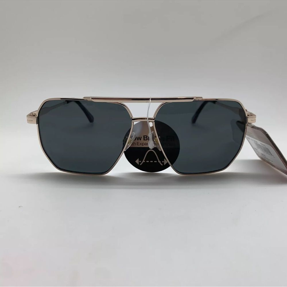 NWT Foster Grant Styles for Y.O.U. Dubai Aviator Sunglasses Men, Shiny Gold
